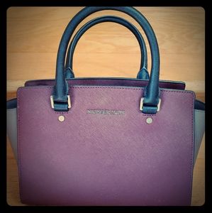 Michael Kors satchel - brown/plum & gray